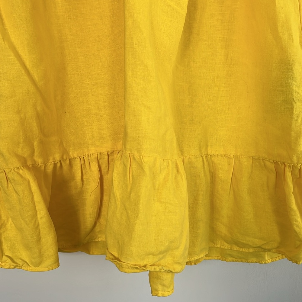 Zara Bright Yellow Ruffle Hem Babydoll Dress Size Medium - Picture 7 of 13